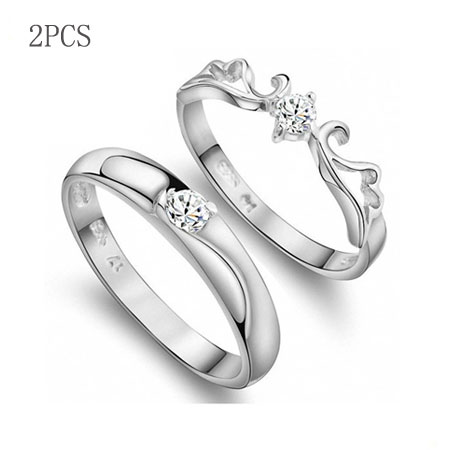 Adjustable S925 Silver Angel Wings Promise Rings for Couples